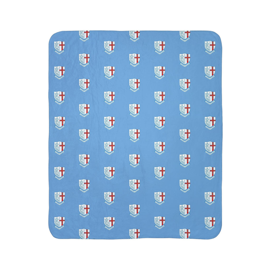 STGC England Crest Fleece Sherpa Blanket — Soft Sky Blue Throw for Fans & Home Comfort