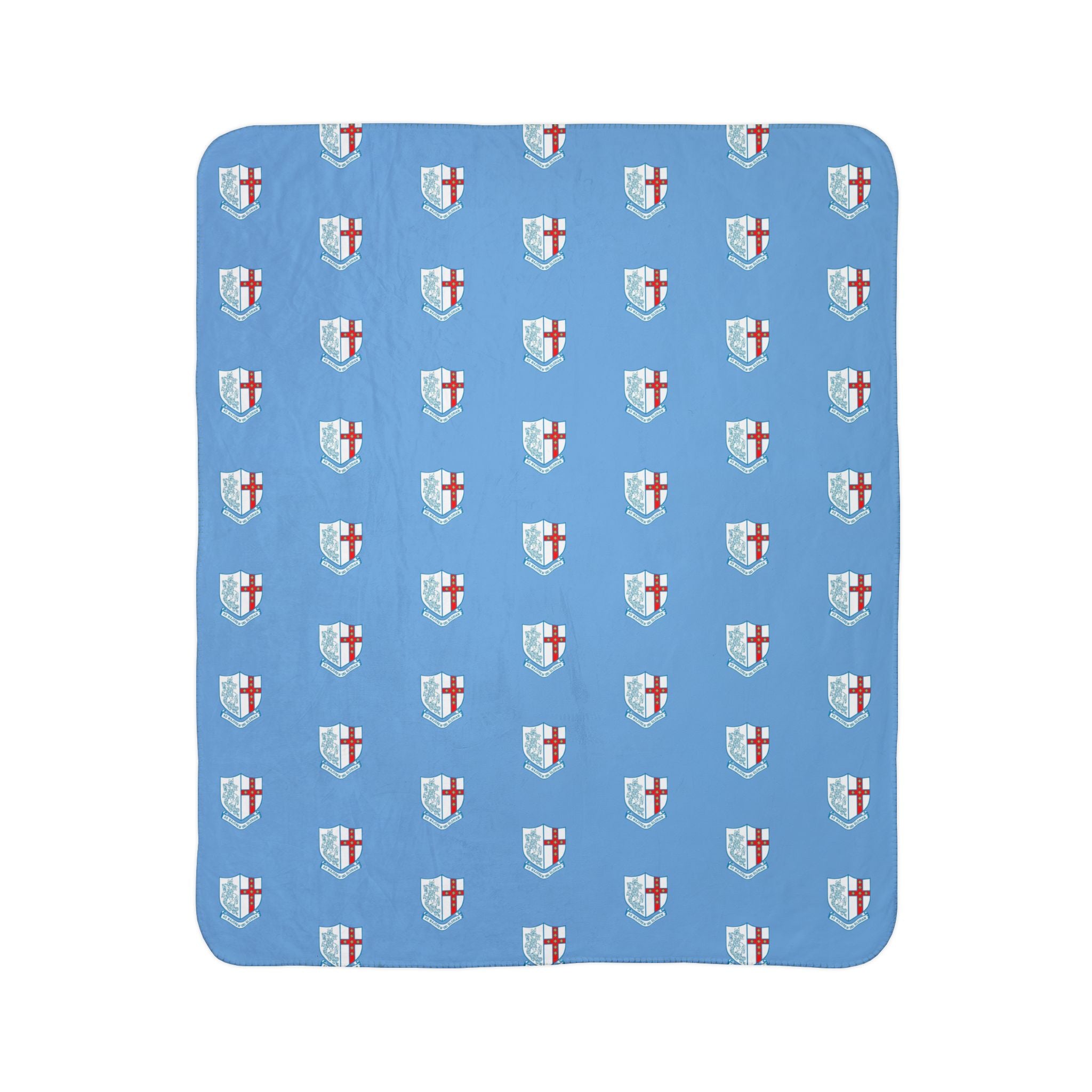 STGC England Crest Fleece Sherpa Blanket — Soft Sky Blue Throw for Fans & Home Comfort