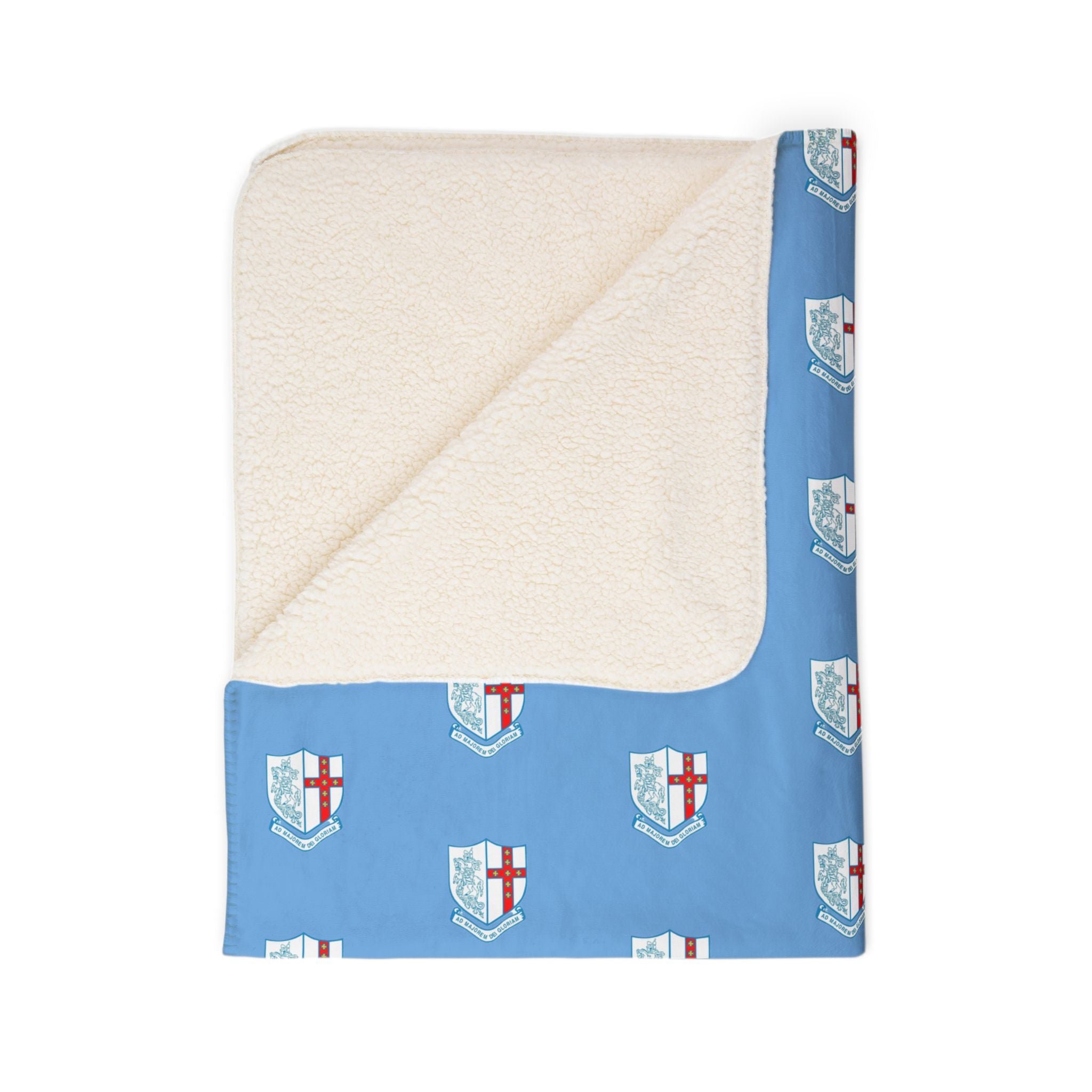 STGC England Crest Fleece Sherpa Blanket — Soft Sky Blue Throw for Fans & Home Comfort